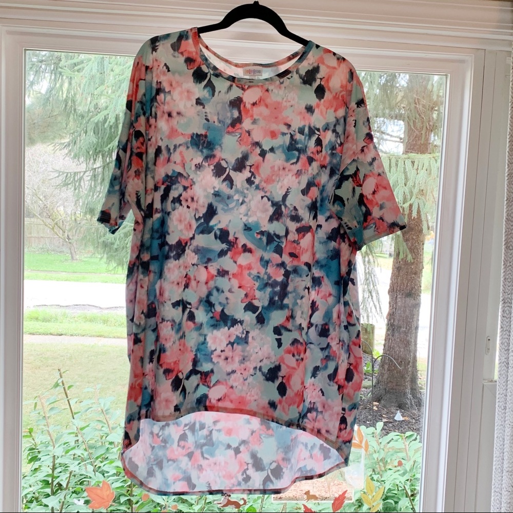 Irma tunic aqua pink floral watercolor